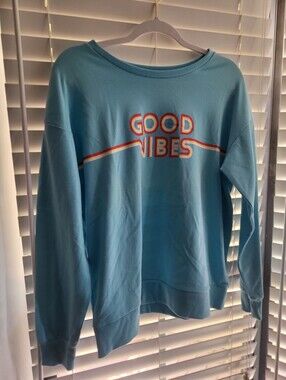 Joe Boxer Light Blue "Good Vibes" Crewneck Sweatshirt